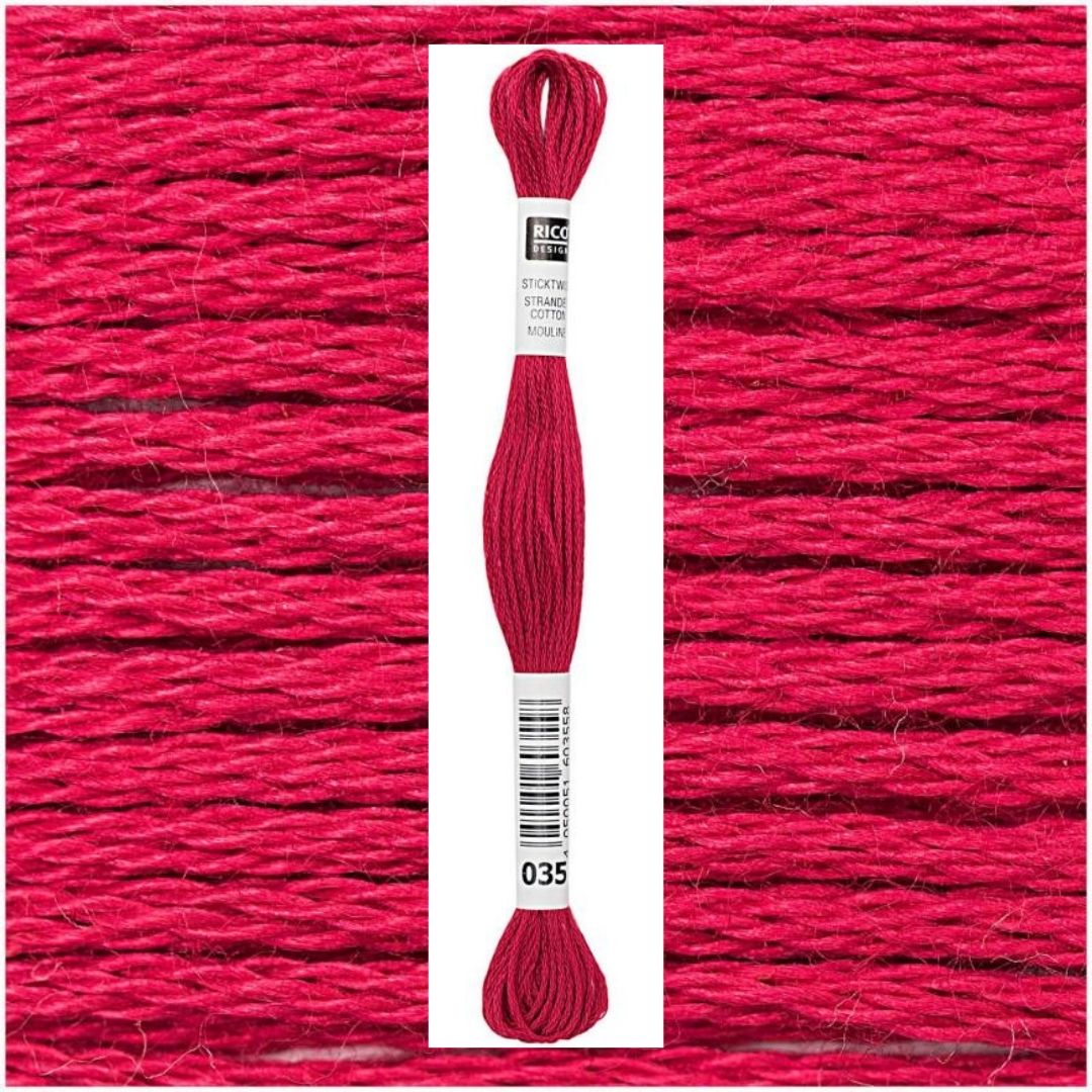 Stickgarn Sticktwist Rico-Design 6-fach 8m 100% Baumwolle Nr. 035 Farbe lachsrot 04