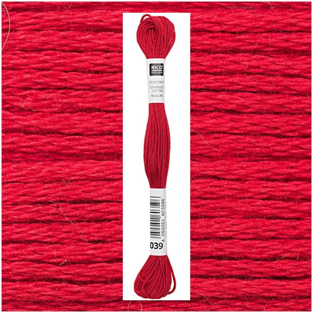 Stickgarn Sticktwist Rico-Design 6-fach 8m 100% Baumwolle Nr. 039 Farbe rot 04