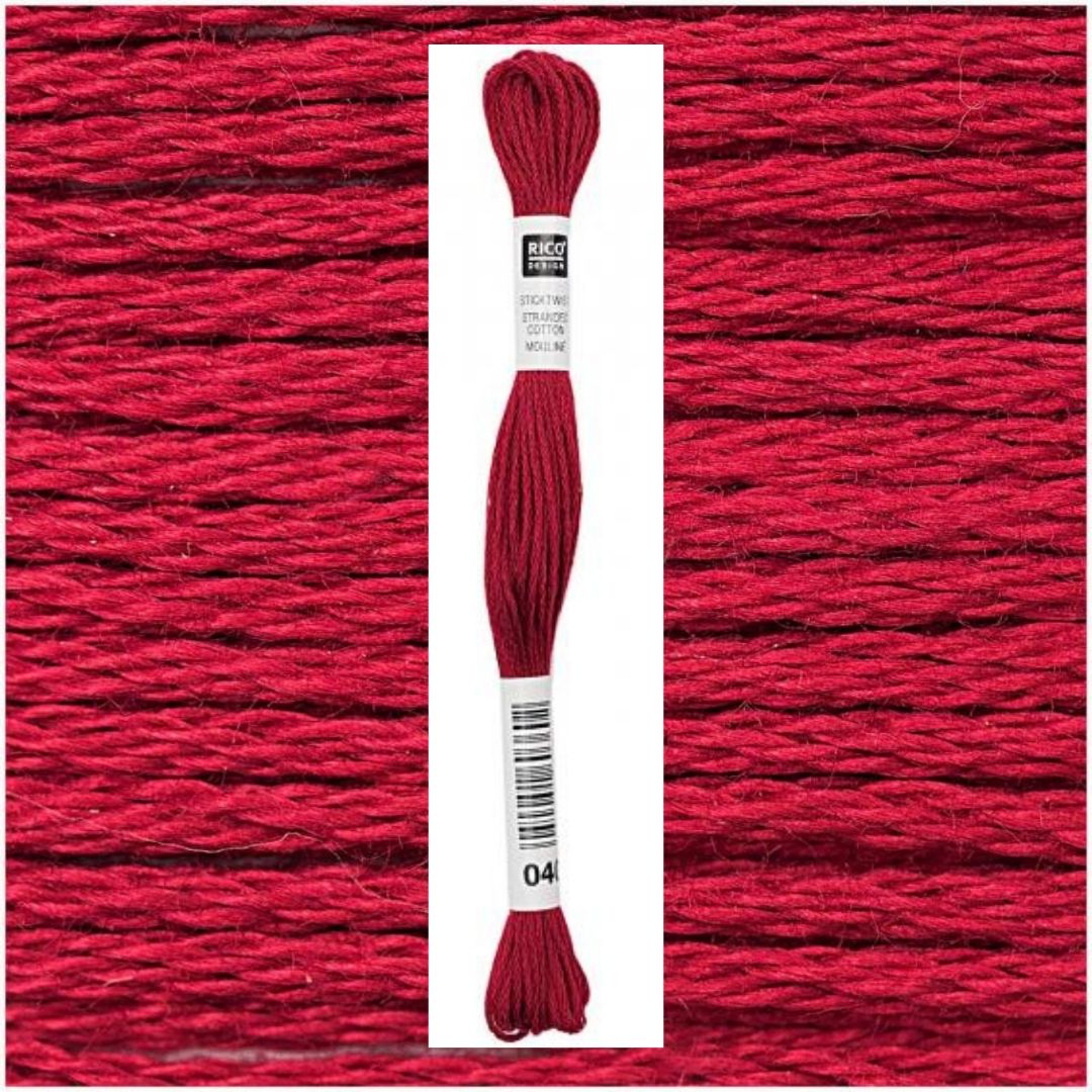 Stickgarn Sticktwist Rico-Design 6-fach 8m 100% Baumwolle Nr. 040 Farbe rot 05