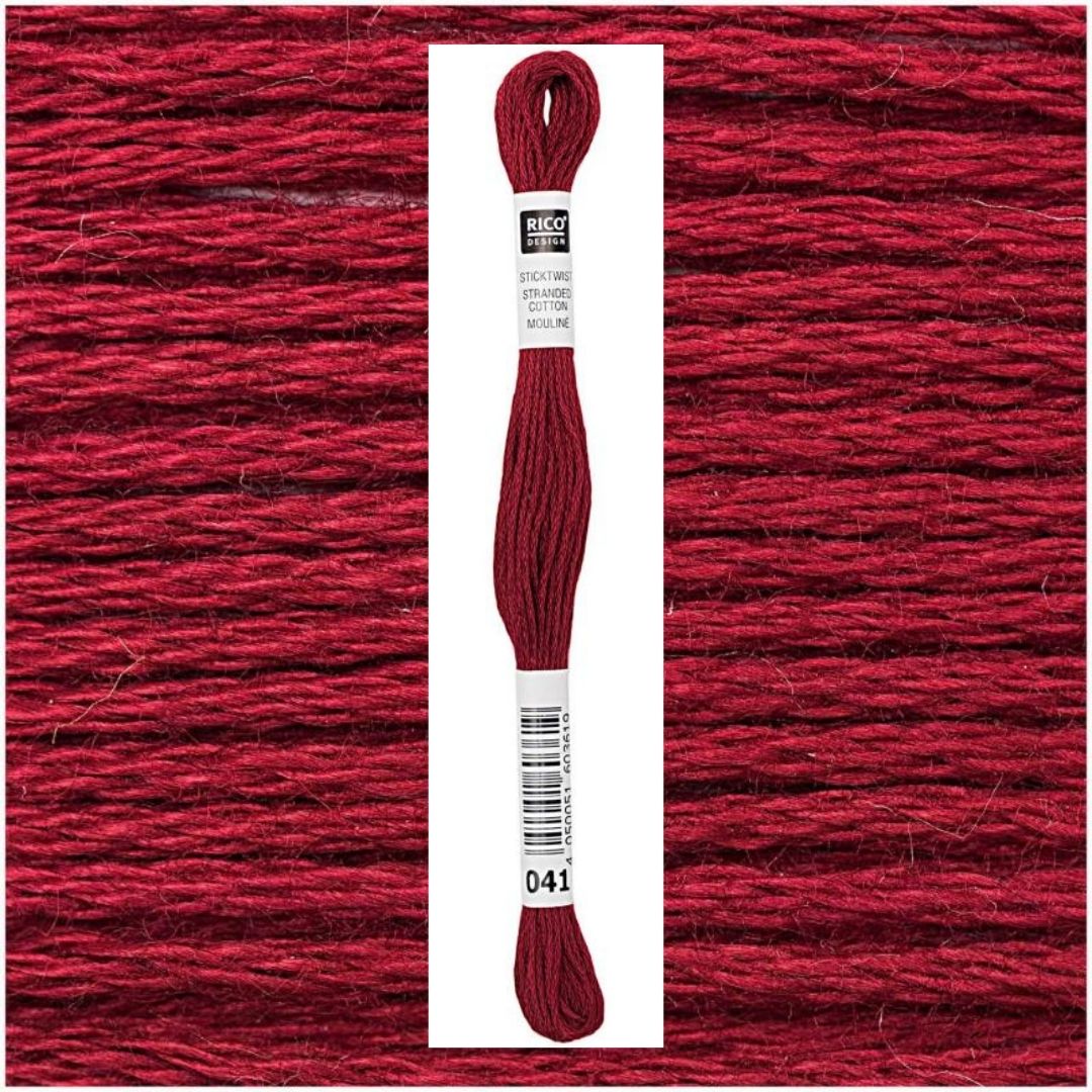 Stickgarn Sticktwist Rico-Design 6-fach 8m 100% Baumwolle Nr. 041 Farbe rot 06