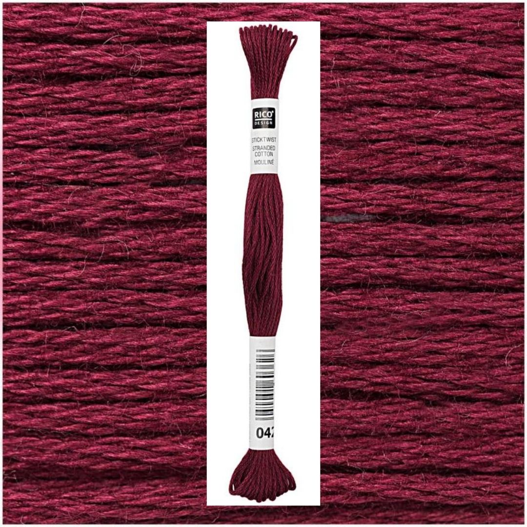 Stickgarn Sticktwist Rico-Design 6-fach 8m 100% Baumwolle Nr. 042 Farbe rot 07