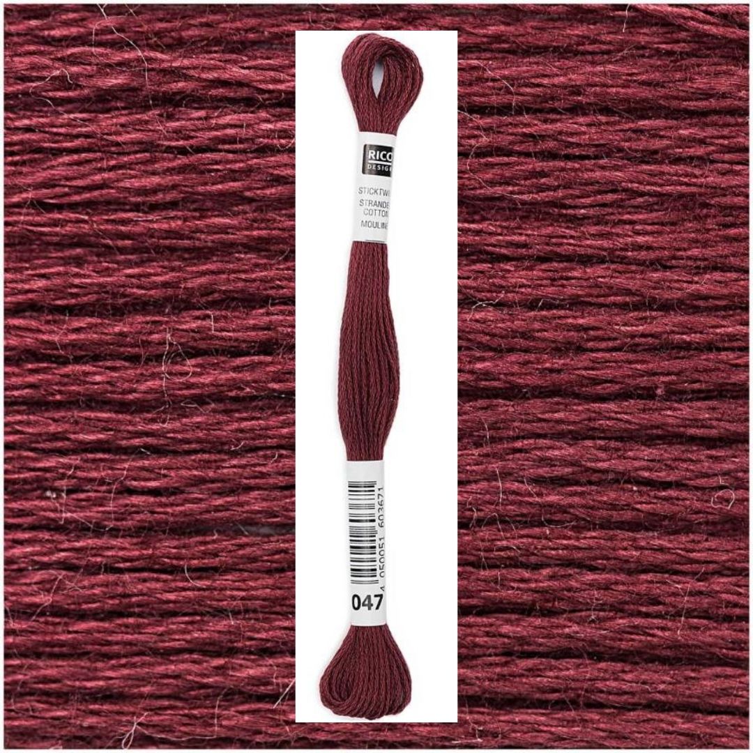 Stickgarn Sticktwist Rico-Design 6-fach 8m 100% Baumwolle Nr. 047 Farbe altrosa 05
