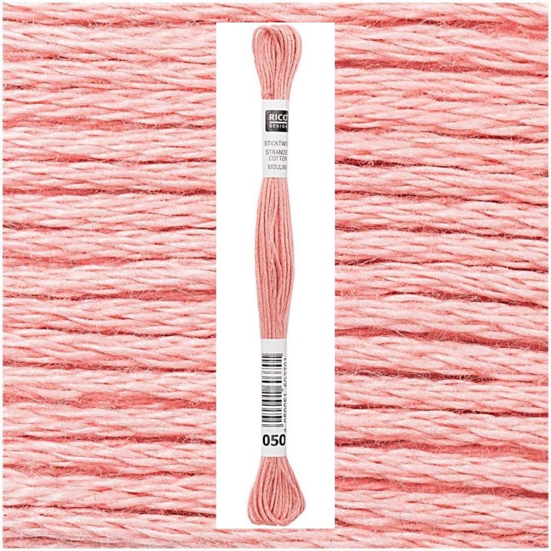 Stickgarn Sticktwist Rico-Design 6-fach 8m 100% Baumwolle Nr. 050 Farbe koralle 03