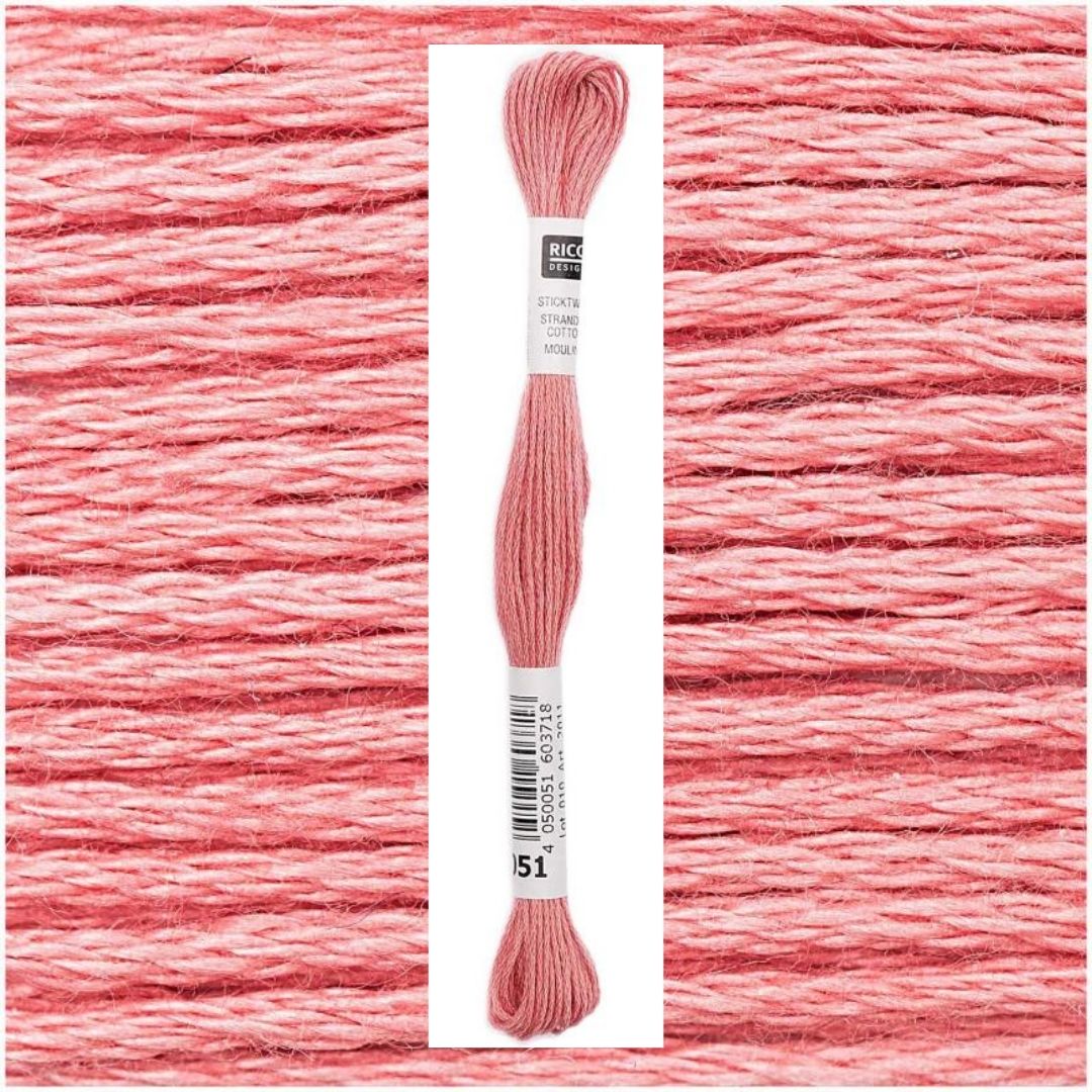Stickgarn Sticktwist Rico-Design 6-fach 8m 100% Baumwolle Nr. 051 Farbe koralle 04