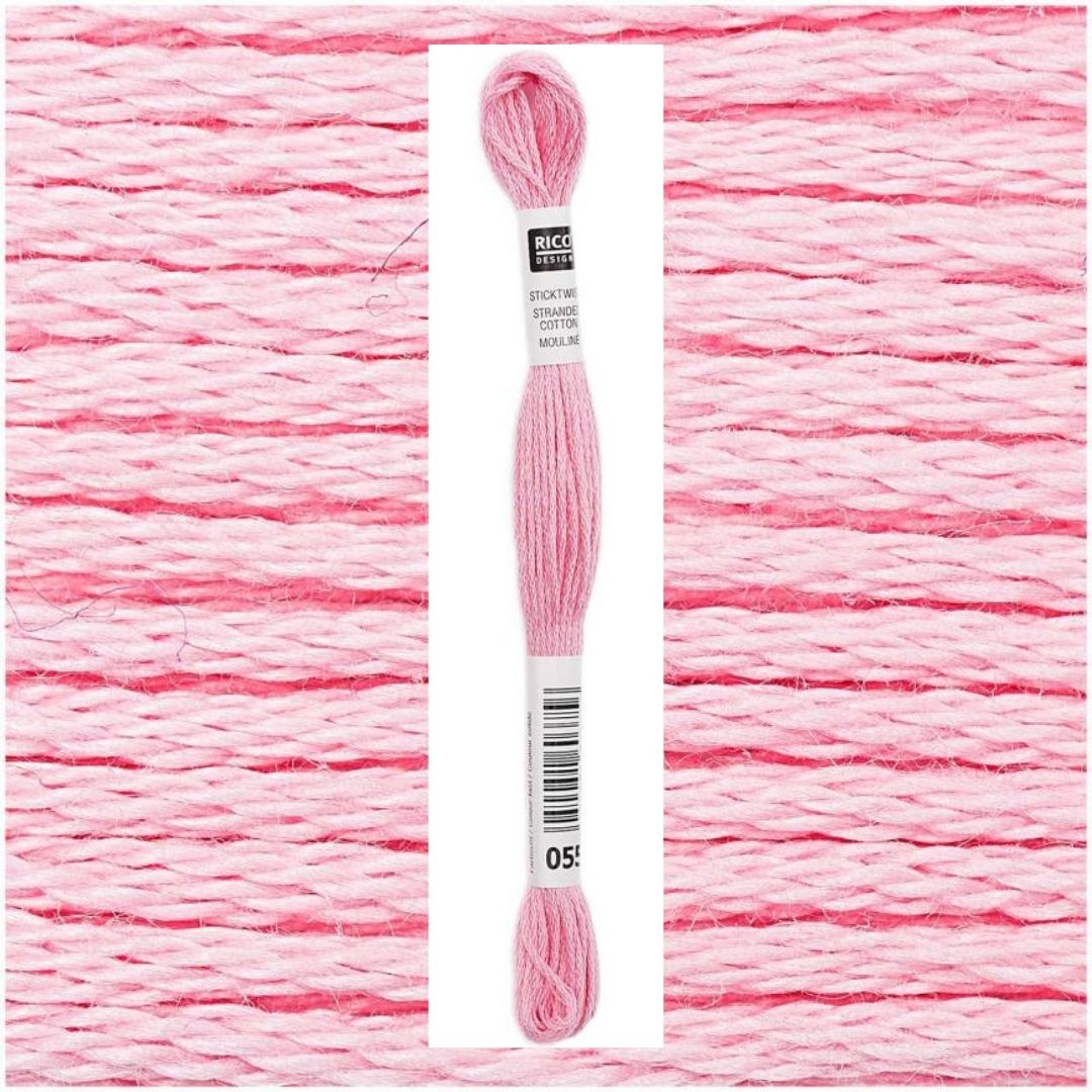 Stickgarn Sticktwist Rico-Design 6-fach 8m 100% Baumwolle Nr. 055 Farbe rosa 02