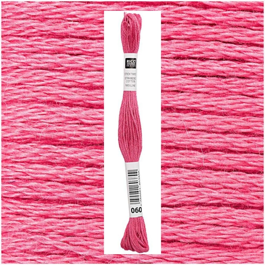 Stickgarn Sticktwist Rico-Design 6-fach 8m 100% Baumwolle Nr. 060 Farbe fuchsia 02