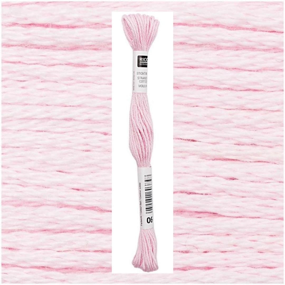 Stickgarn Sticktwist Rico-Design 6-fach 8m 100% Baumwolle Nr. 064 Farbe hellrosa 01