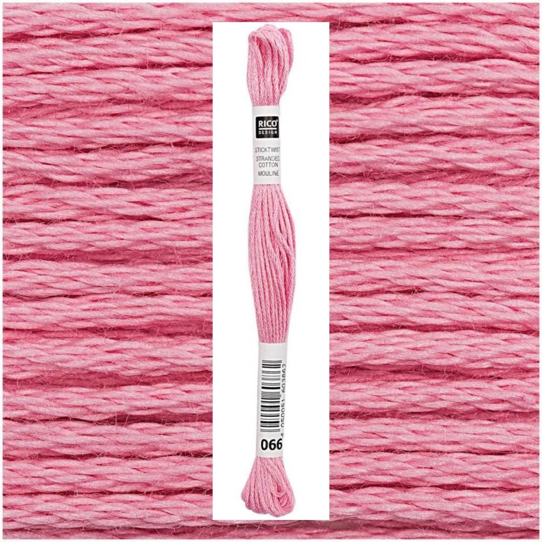 Stickgarn Sticktwist Rico-Design 6-fach 8m 100% Baumwolle Nr. 066 Farbe hellrosa 03