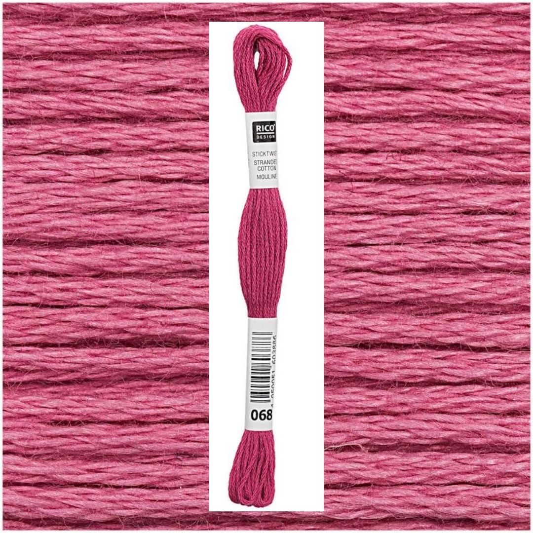 Stickgarn Sticktwist Rico-Design 6-fach 8m 100% Baumwolle Nr. 068 Farbe hellrosa 05