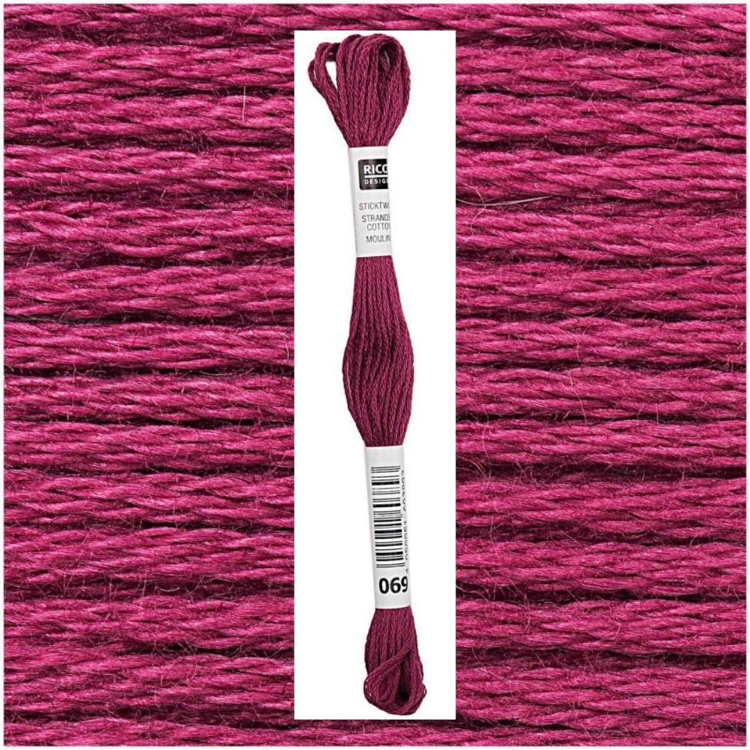 Stickgarn Sticktwist Rico-Design 6-fach 8m 100% Baumwolle Nr. 069 Farbe hellrosa 06