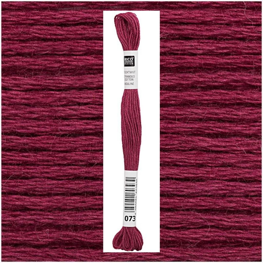 Stickgarn Sticktwist Rico-Design 6-fach 8m 100% Baumwolle Nr. 073 Farbe beerenrot 03