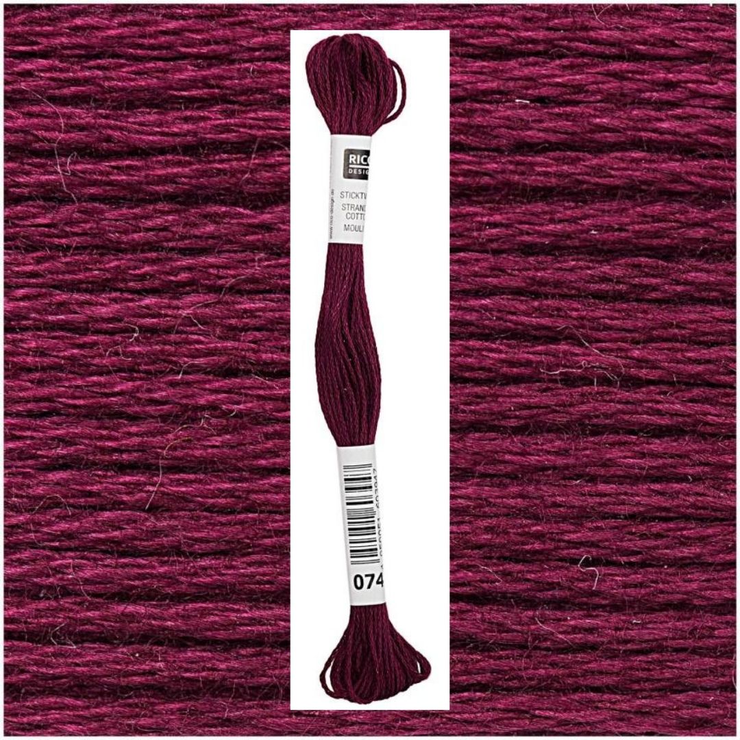 Stickgarn Sticktwist Rico-Design 6-fach 8m 100% Baumwolle Nr. 074 Farbe beerenrot 04