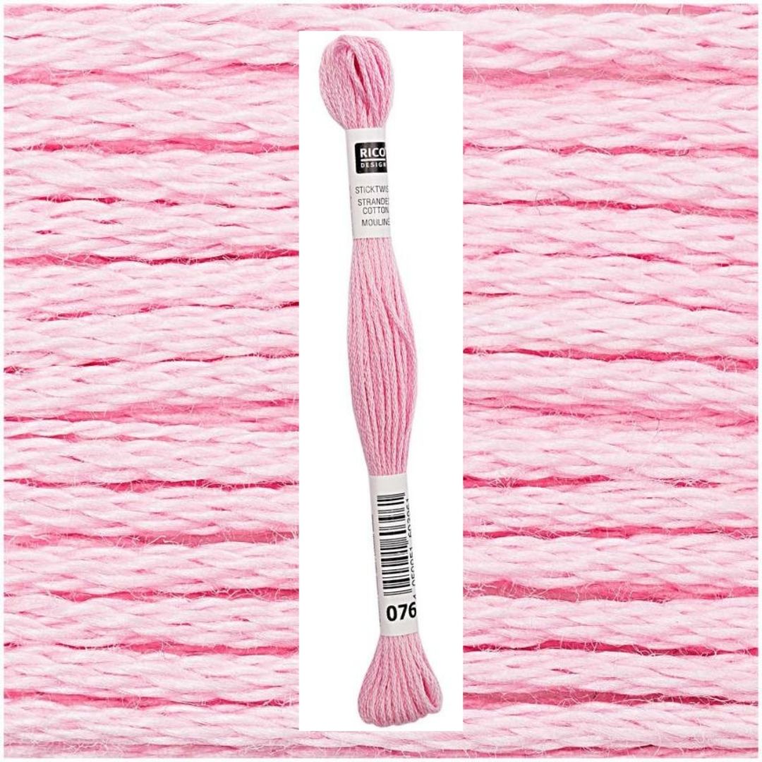 Stickgarn Sticktwist Rico-Design 6-fach 8m 100% Baumwolle Nr. 076 Farbe pink 01