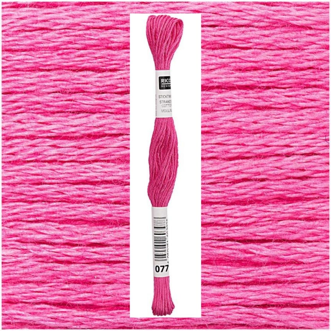 Stickgarn Sticktwist Rico-Design 6-fach 8m 100% Baumwolle Nr. 077 Farbe pink 02