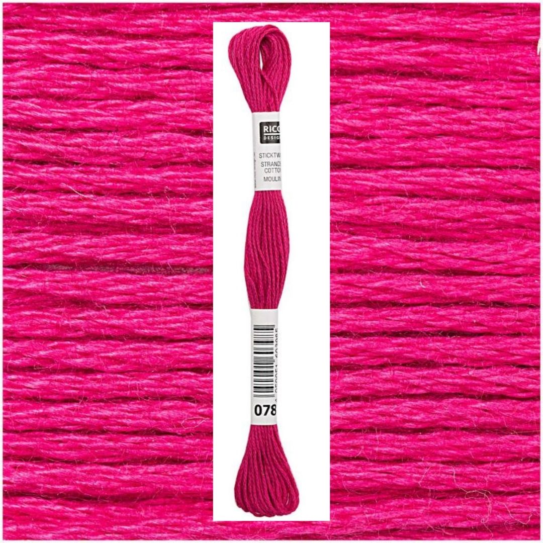 Stickgarn Sticktwist Rico-Design 6-fach 8m 100% Baumwolle Nr. 078 Farbe pink 03