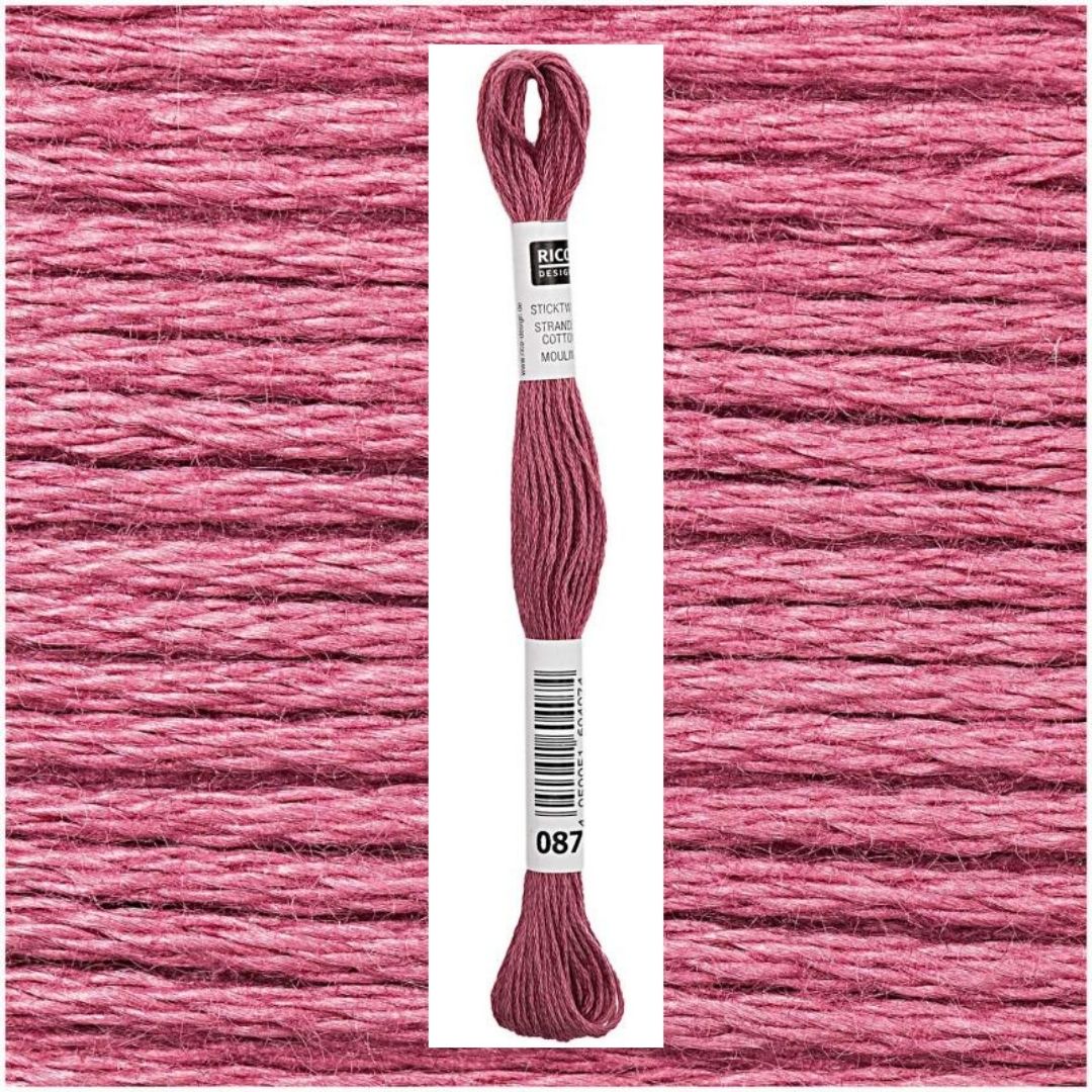 Stickgarn Sticktwist Rico-Design 6-fach 8m 100% Baumwolle Nr. 087 Farbe weinrot 04