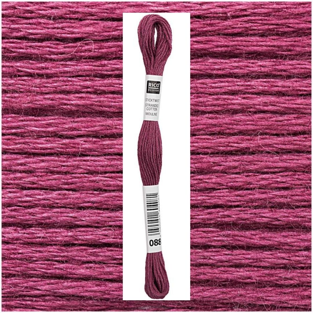 Stickgarn Sticktwist Rico-Design 6-fach 8m 100% Baumwolle Nr. 088 Farbe weinrot 05