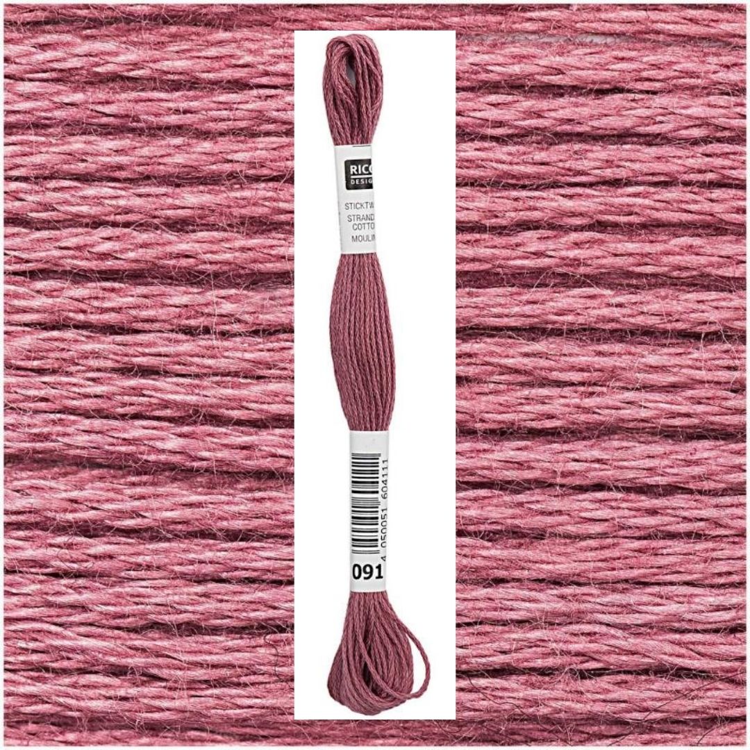 Stickgarn Sticktwist Rico-Design 6-fach 8m 100% Baumwolle Nr. 091 Farbe brombeer 03