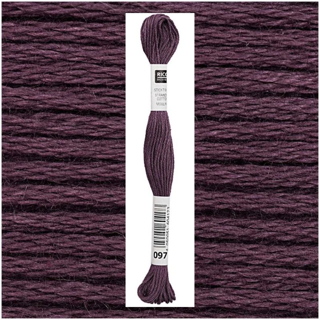 Stickgarn Sticktwist Rico-Design 6-fach 8m 100% Baumwolle Nr. 097 Farbe aubergine 05