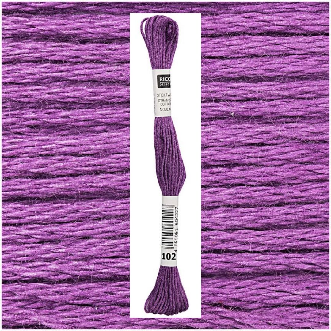 Stickgarn Sticktwist Rico-Design 6-fach 8m 100% Baumwolle Nr. 102 Farbe flieder 05