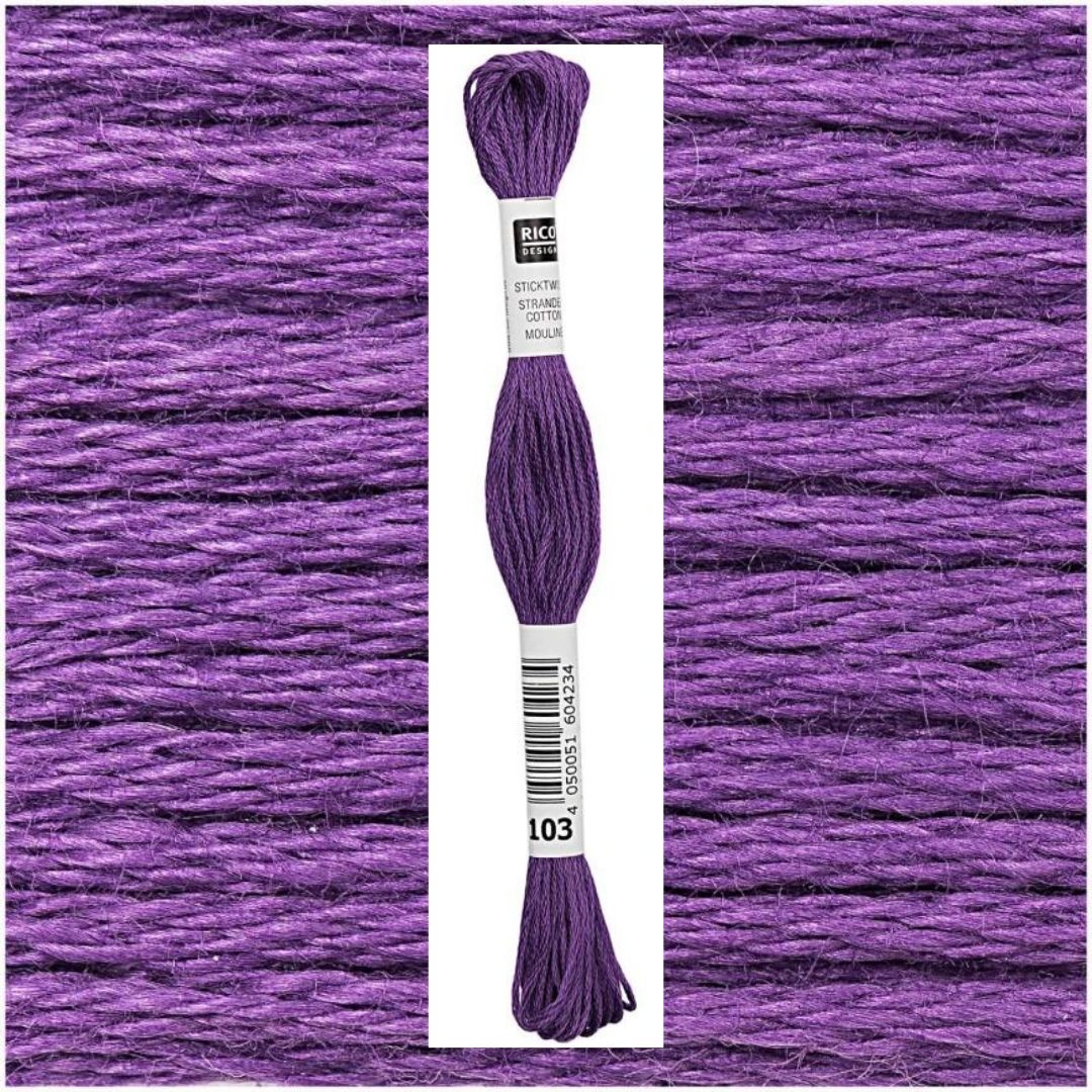 Stickgarn Sticktwist Rico-Design 6-fach 8m 100% Baumwolle Nr. 103 Farbe flieder 06