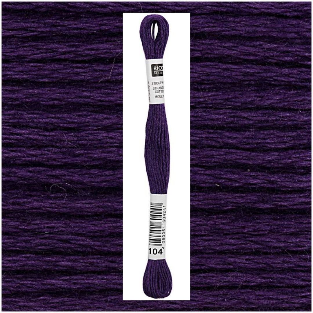 Stickgarn Sticktwist Rico-Design 6-fach 8m 100% Baumwolle Nr. 104 Farbe flieder 07