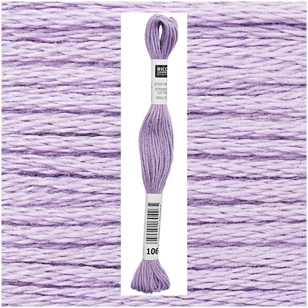 Stickgarn Sticktwist Rico-Design 6-fach 8m 100% Baumwolle Nr. 106 Farbe helllila 02