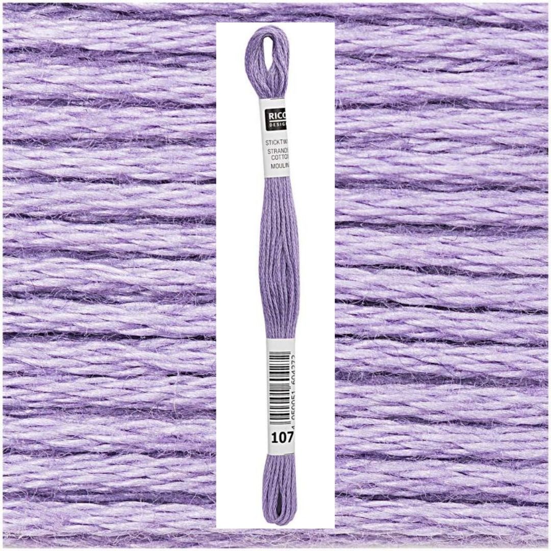 Stickgarn Sticktwist Rico-Design 6-fach 8m 100% Baumwolle Nr. 107 Farbe helllila 03