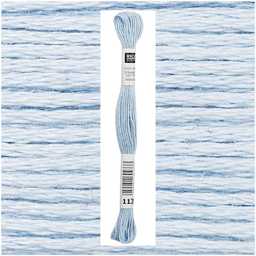 Stickgarn Sticktwist Rico-Design 6-fach 8m 100% Baumwolle Nr. 113 Farbe hellblau 01