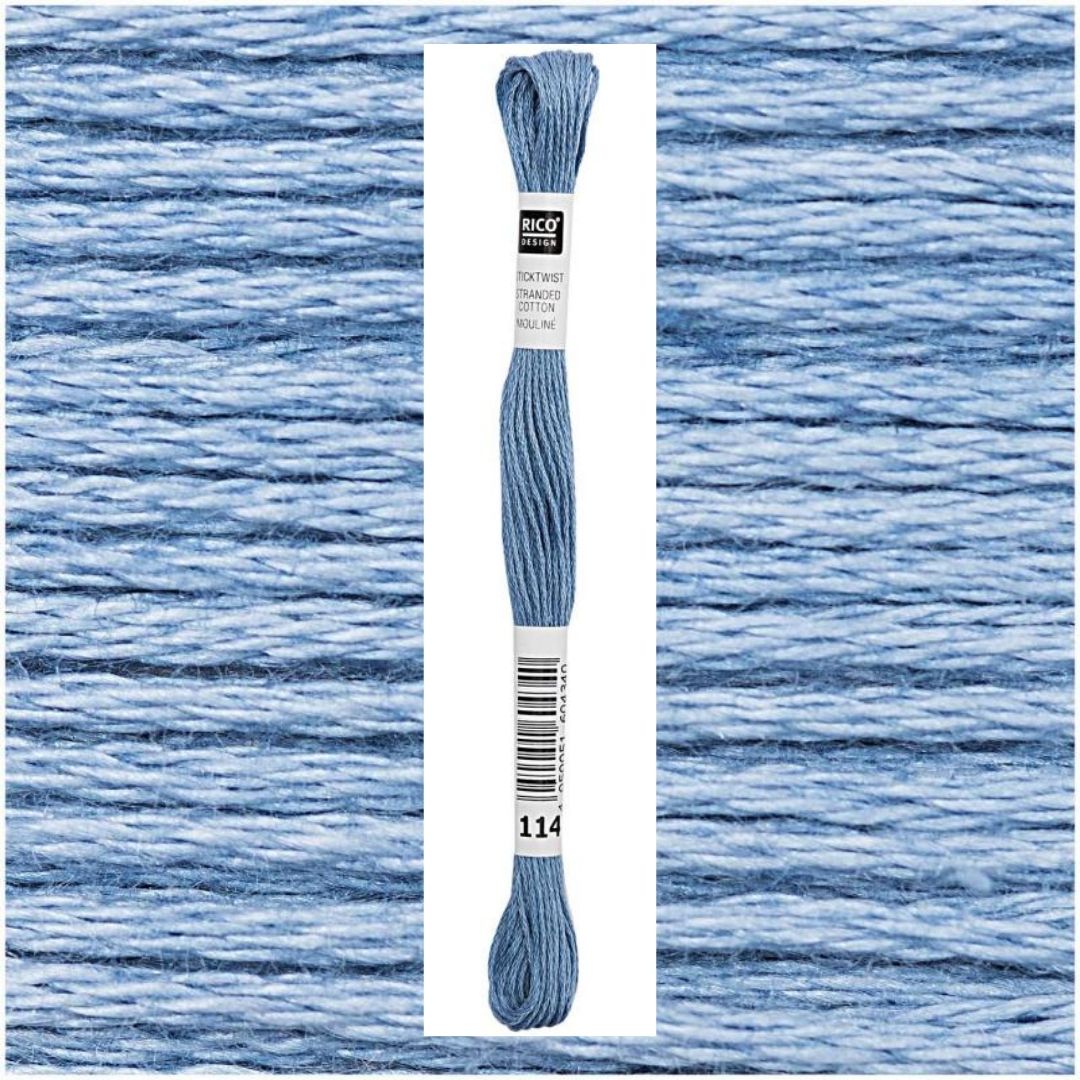 Stickgarn Sticktwist Rico-Design 6-fach 8m 100% Baumwolle Nr. 114 Farbe hellblau 02