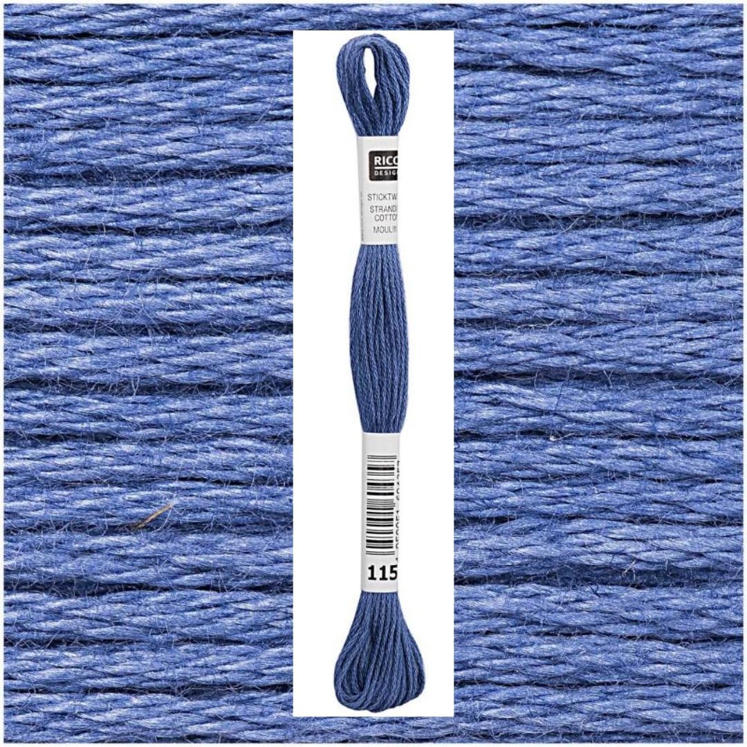 Stickgarn Sticktwist Rico-Design 6-fach 8m 100% Baumwolle Nr. 115 Farbe hellblau 03
