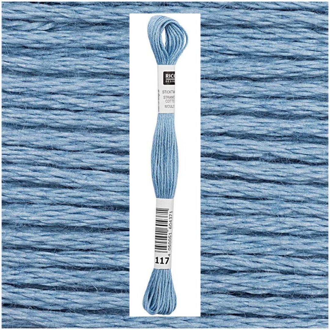 Stickgarn Sticktwist Rico-Design 6-fach 8m 100% Baumwolle Nr. 117 Farbe königsblau 01