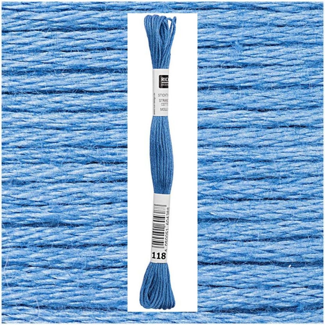 Stickgarn Sticktwist Rico-Design 6-fach 8m 100% Baumwolle Nr. 118 Farbe königslblau 02