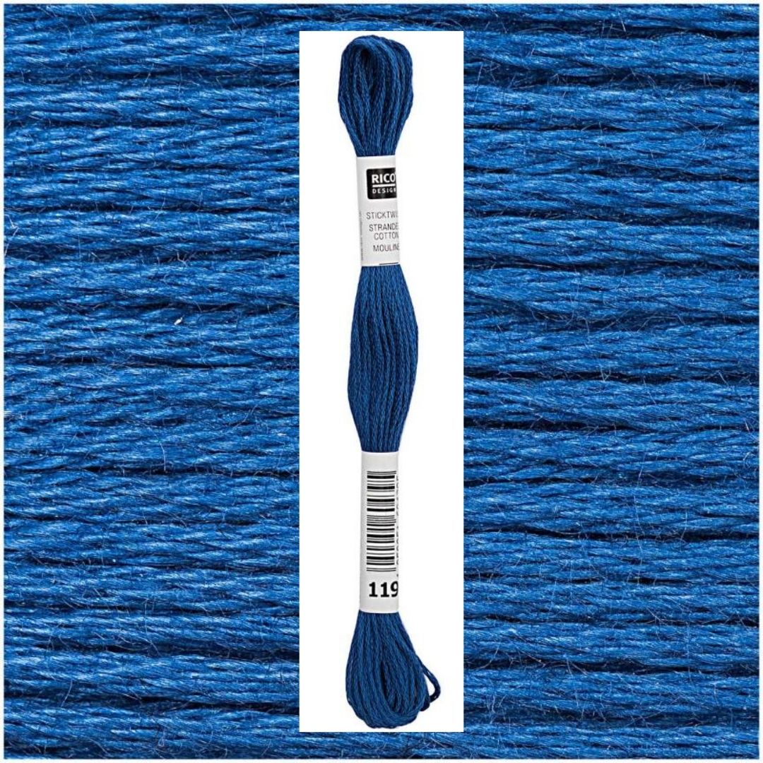 Stickgarn Sticktwist Rico-Design 6-fach 8m 100% Baumwolle Nr. 119 Farbe königsblau 03