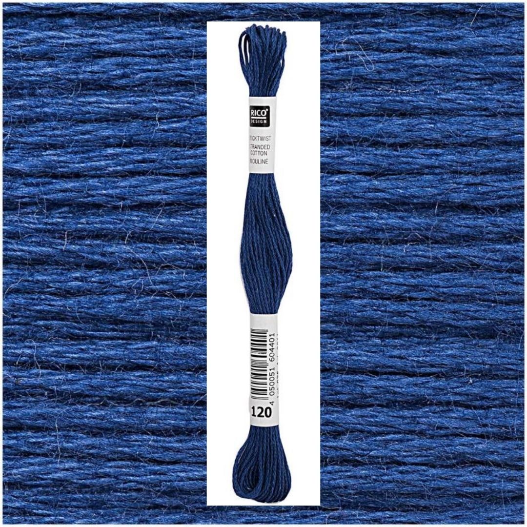 Stickgarn Sticktwist Rico-Design 6-fach 8m 100% Baumwolle Nr. 120 Farbe königsblau 04