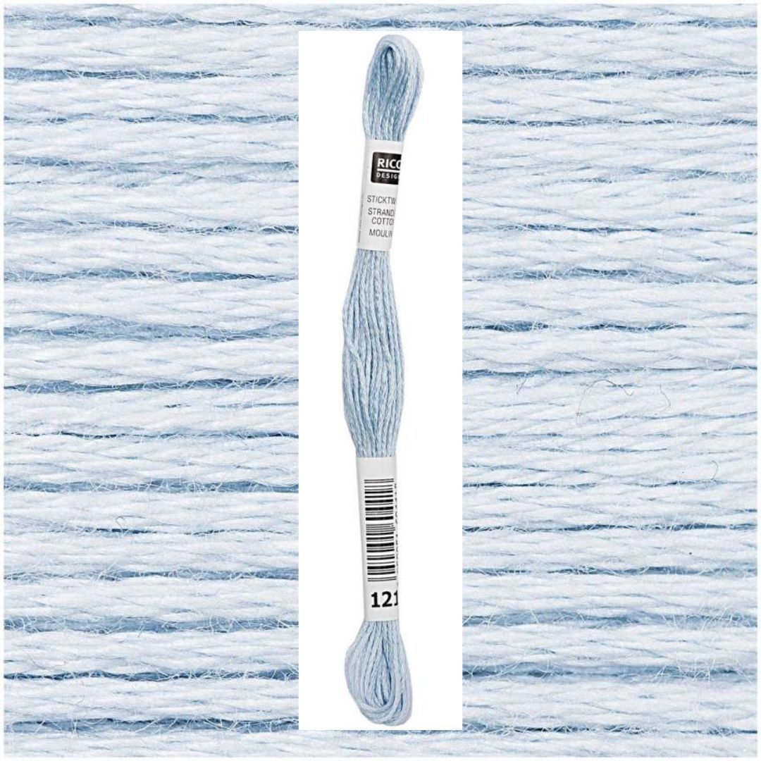 Stickgarn Sticktwist Rico-Design 6-fach 8m 100% Baumwolle Nr. 121 Farbe blau 01