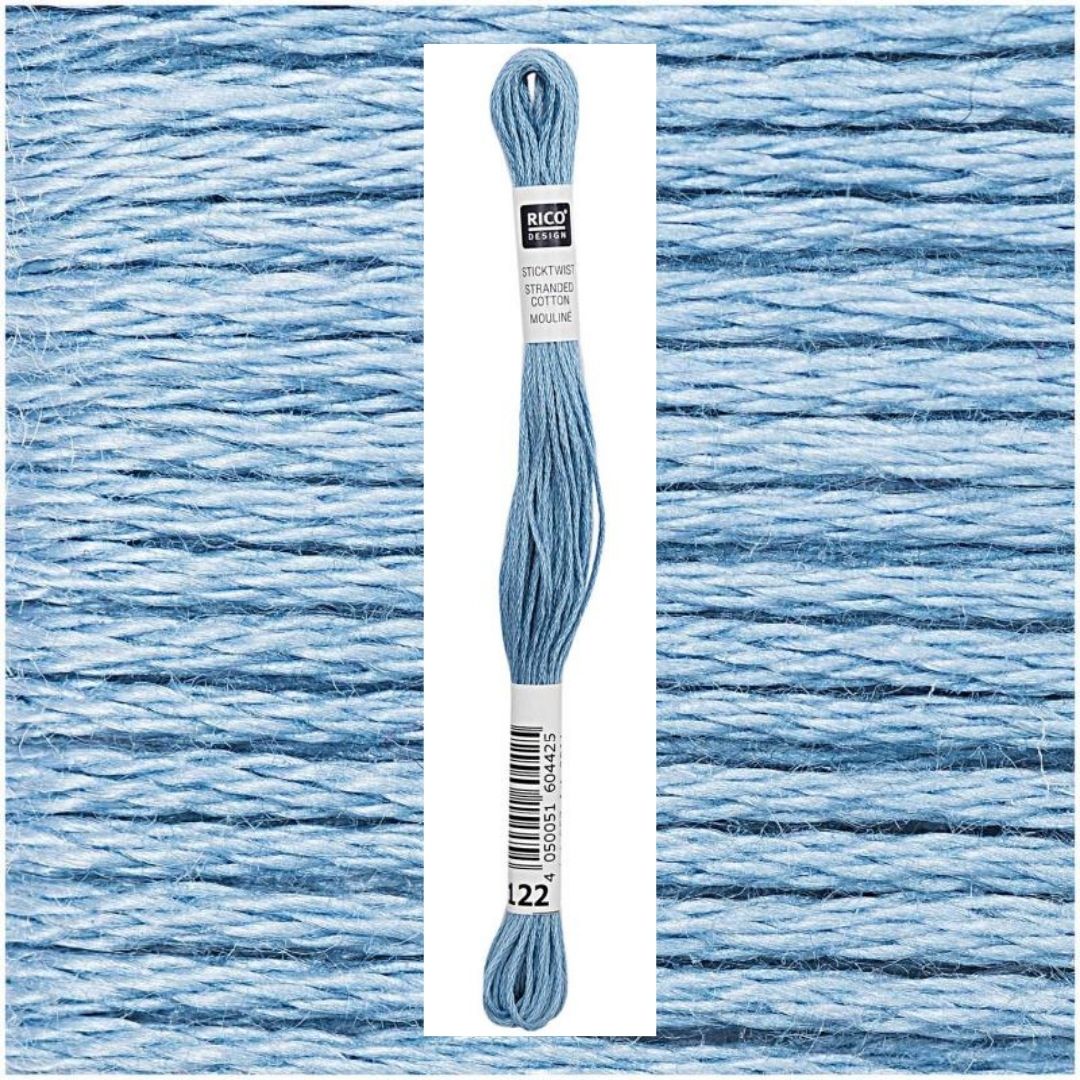 Stickgarn Sticktwist Rico-Design 6-fach 8m 100% Baumwolle Nr. 122 Farbe blau 02