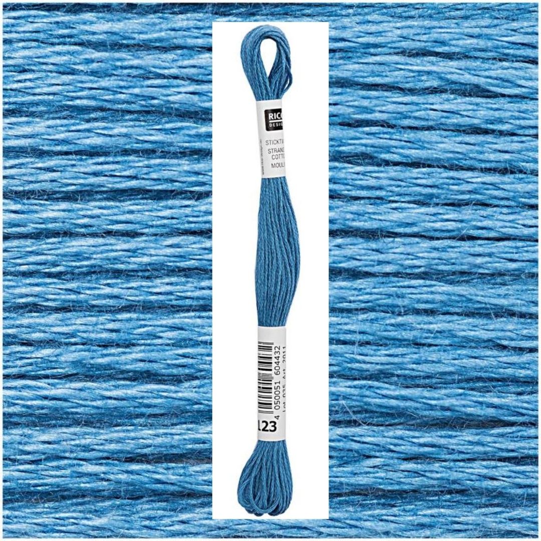 Stickgarn Sticktwist Rico-Design 6-fach 8m 100% Baumwolle Nr. 123 Farbe blau 03