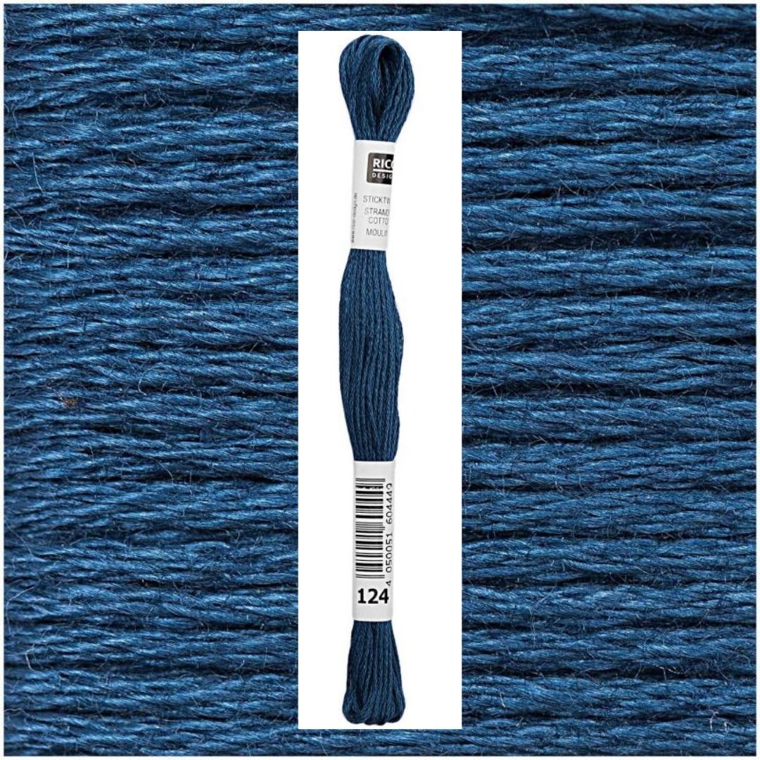 Stickgarn Sticktwist Rico-Design 6-fach 8m 100% Baumwolle Nr. 124 Farbe blau 04