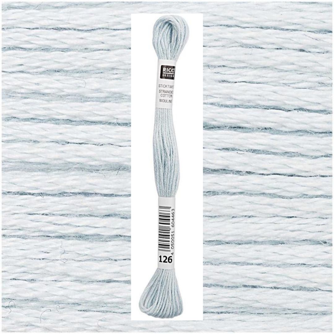 Stickgarn Sticktwist Rico-Design 6-fach 8m 100% Baumwolle Nr. 126 Farbe eisblau 01