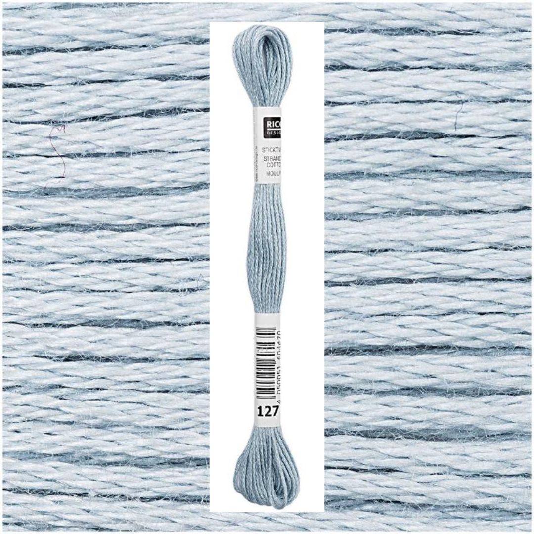 Stickgarn Sticktwist Rico-Design 6-fach 8m 100% Baumwolle Nr. 127 Farbe eisblau 02