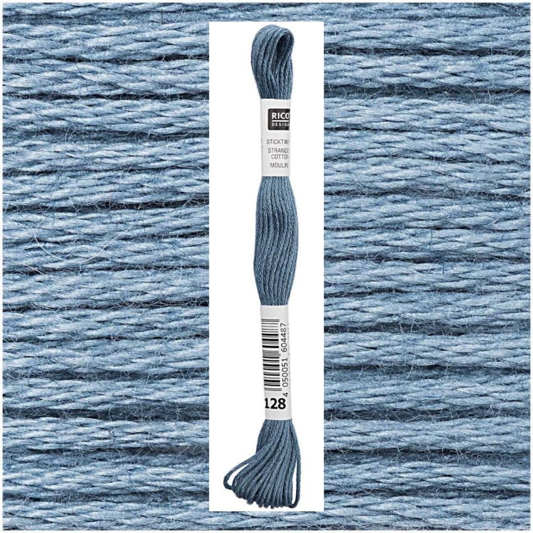 Stickgarn Sticktwist Rico-Design 6-fach 8m 100% Baumwolle Nr. 128 Farbe eisblau 03
