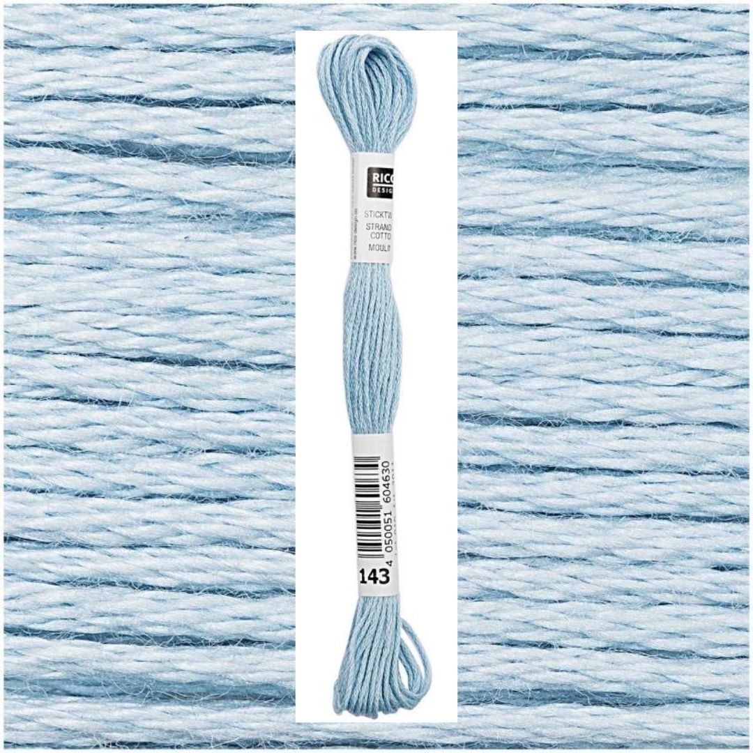 Stickgarn Sticktwist Rico-Design 6-fach 8m 100% Baumwolle Nr. 143 Farbe pazifik 01