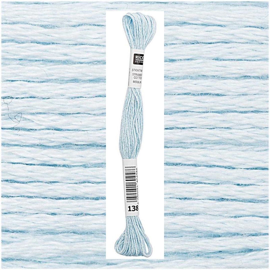 Stickgarn Sticktwist Rico-Design 6-fach 8m 100% Baumwolle Nr. 138 Farbe ozean 01