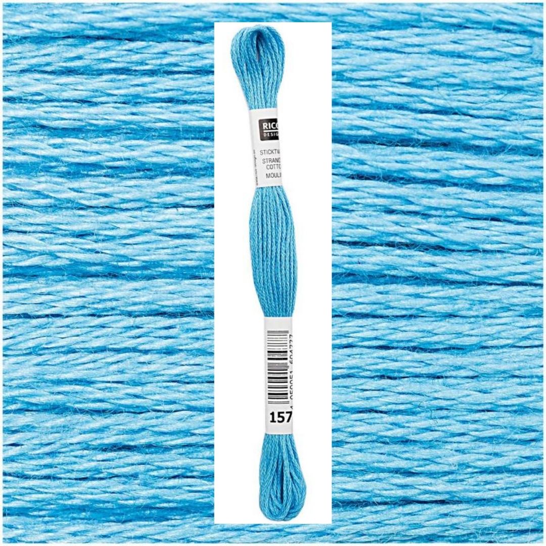 Stickgarn Sticktwist Rico-Design 6-fach 8m 100% Baumwolle Nr. 157 Farbe cyan 01