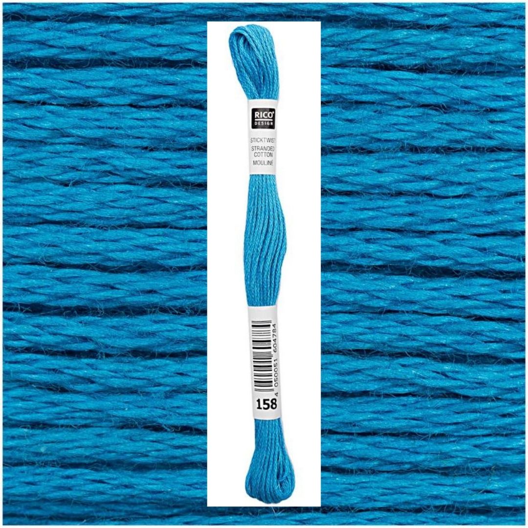 Stickgarn Sticktwist Rico-Design 6-fach 8m 100% Baumwolle Nr. 158 Farbe cyan 02