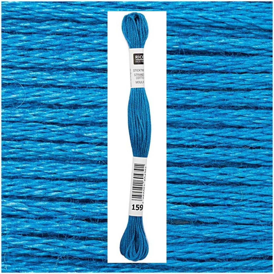 Stickgarn Sticktwist Rico-Design 6-fach 8m 100% Baumwolle Nr. 159 Farbe cyan 03