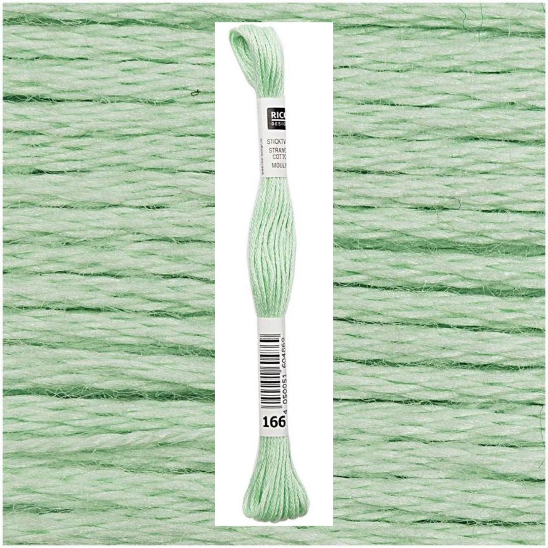 Stickgarn Sticktwist Rico-Design 6-fach 8m 100% Baumwolle Nr. 166 Farbe seegrün 01
