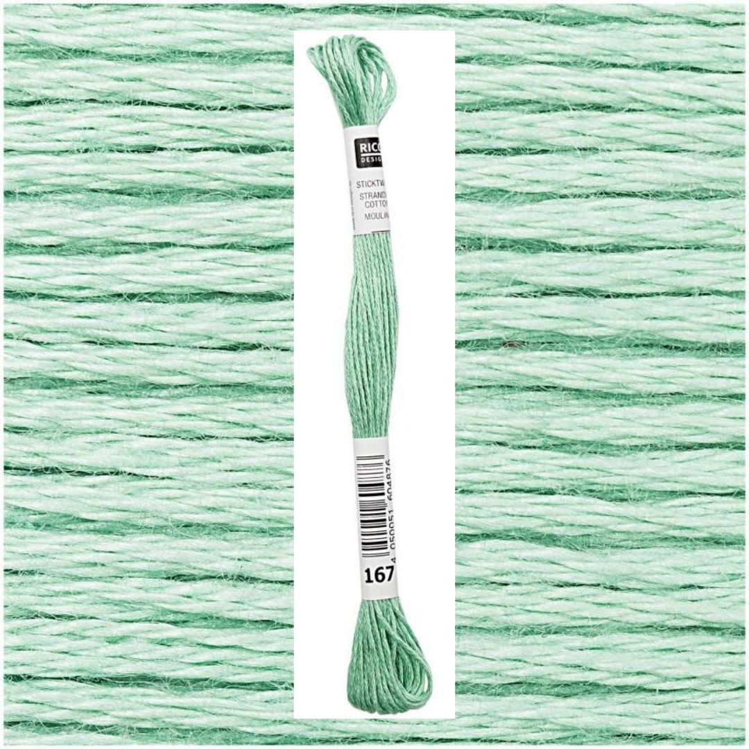 Stickgarn Sticktwist Rico-Design 6-fach 8m 100% Baumwolle Nr. 167 Farbe seegrün 02