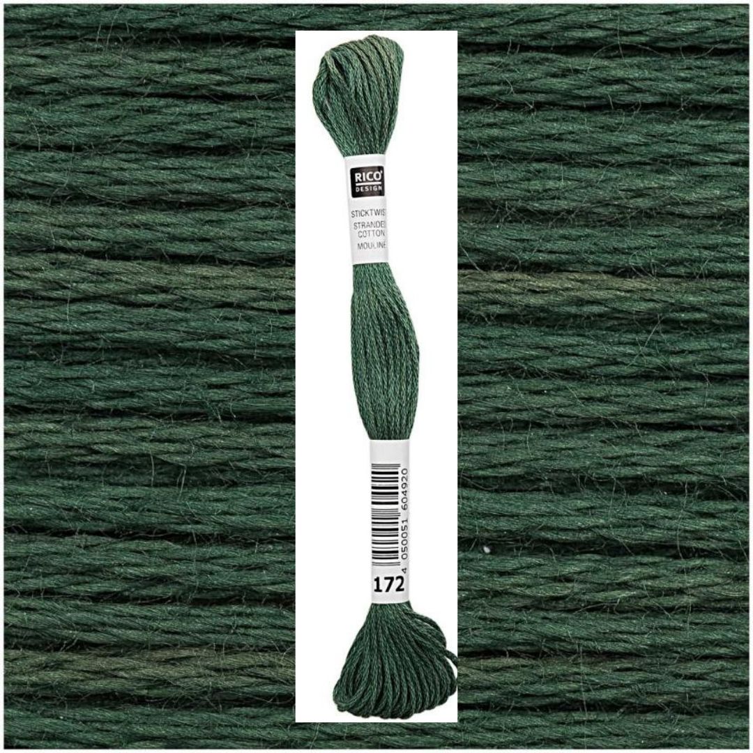 Stickgarn Sticktwist Rico-Design 6-fach 8m 100% Baumwolle Nr. 172 Farbe dunkelgrün 03